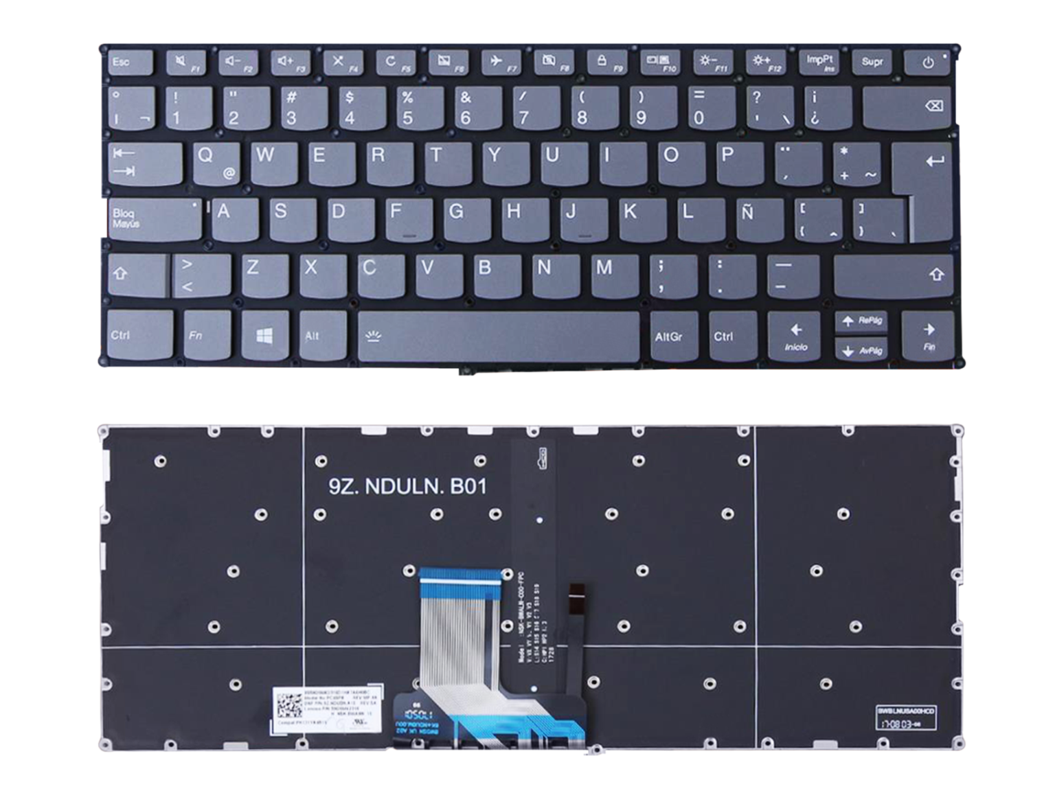 Power4Laptops Tedesco Telaio Grigio Nero Tastiera Sostitutiva per