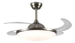 Ventilador Retráctil Con Luz Indurama 50 Cm 50 Hz Plateado Transparentes Plástico 4 Aspas