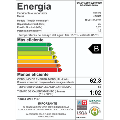 Calefon Termotanque Enxuta 30 Litros Acero Color Blanco - Imagen 2