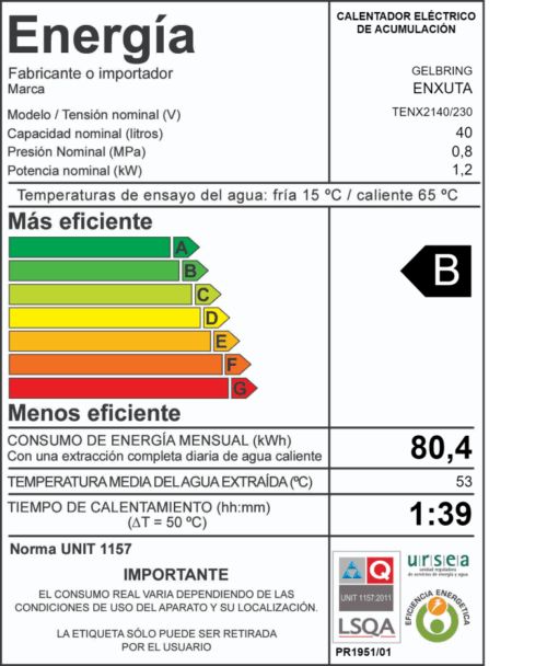 Termotanque de acero 40 LTS Enxuta - Imagen 2